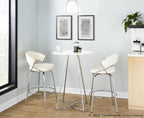 Cece Counter Table - Chrome Metal, White Mdf