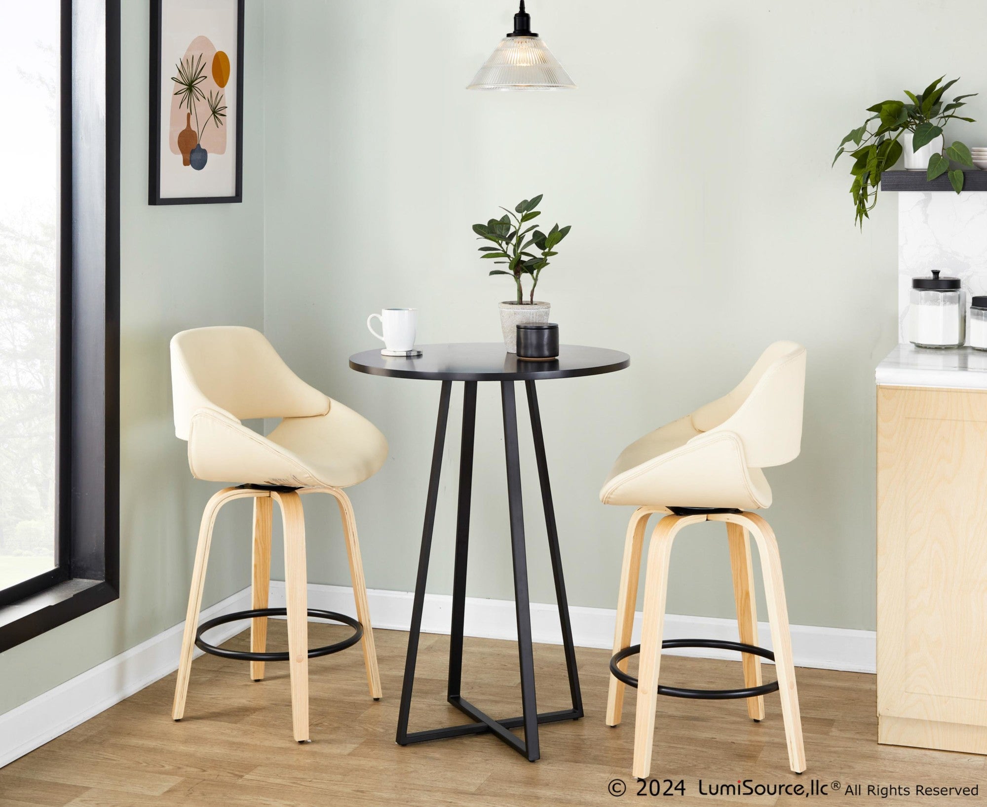Cosmo Counter Table - Black Metal, Black Mdf