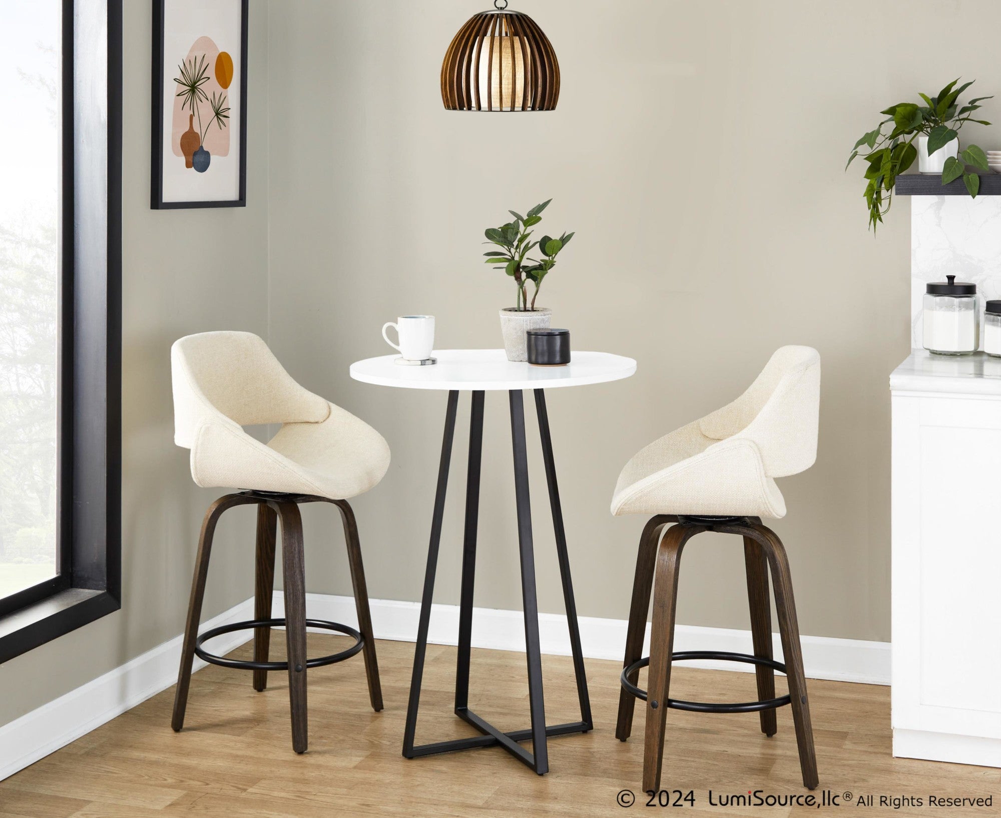 Cosmo Counter Table - Black Metal, White Mdf