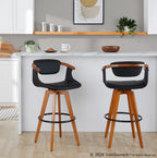 Oracle 29" Fixed-Height Barstool - Walnut Bamboo, Black PU, Black Metal