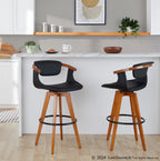 Oracle 29" Fixed-Height Barstool - Walnut Bamboo, Black PU, Black Metal