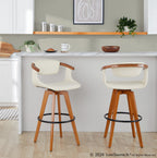 Oracle 29" Fixed-Height Barstool - Walnut Bamboo, Cream PU, Black Metal