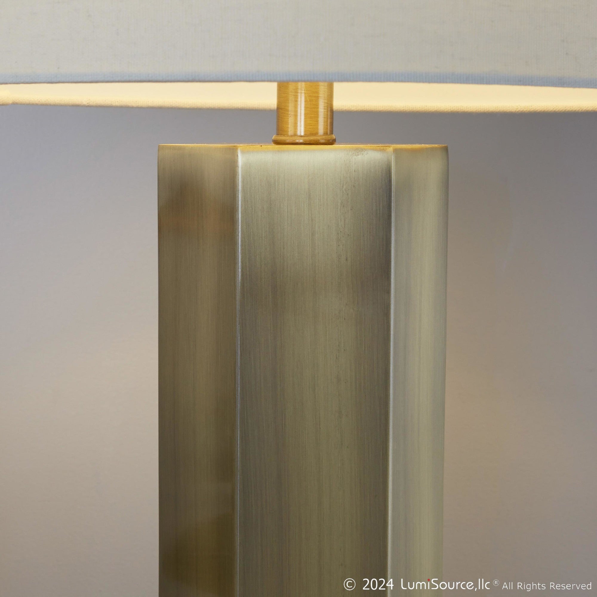 Huit 26" Metal Table Lamp - Set of 2 - Antique Brass, White Linen