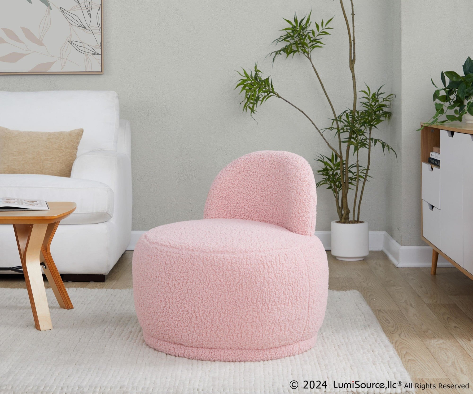 Kimi Accent Chair - Pink Sherpa