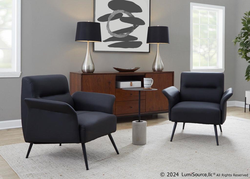 Petal Accent Chair - Black Metal, Black PU
