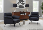 Petal Accent Chair - Black Metal, Black PU