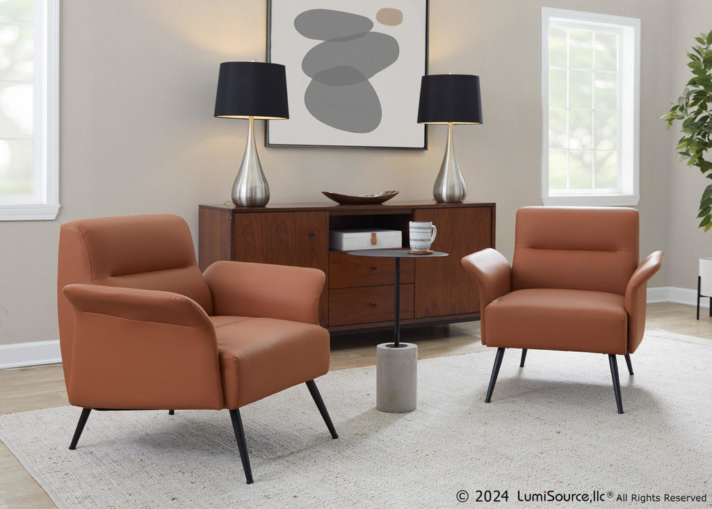Petal Accent Chair - Black Metal, Camel PU