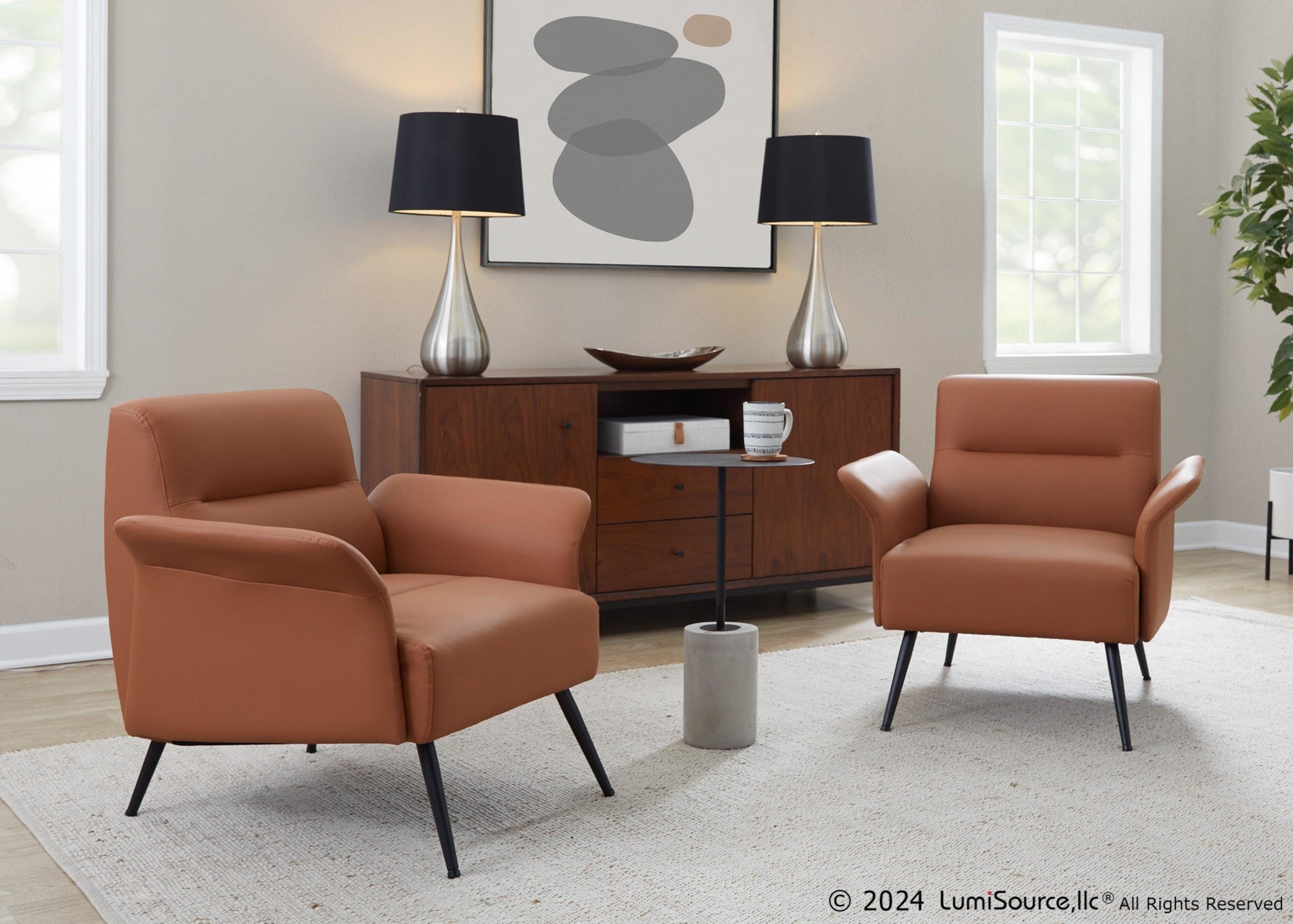 Petal Accent Chair - Black Metal, Camel PU