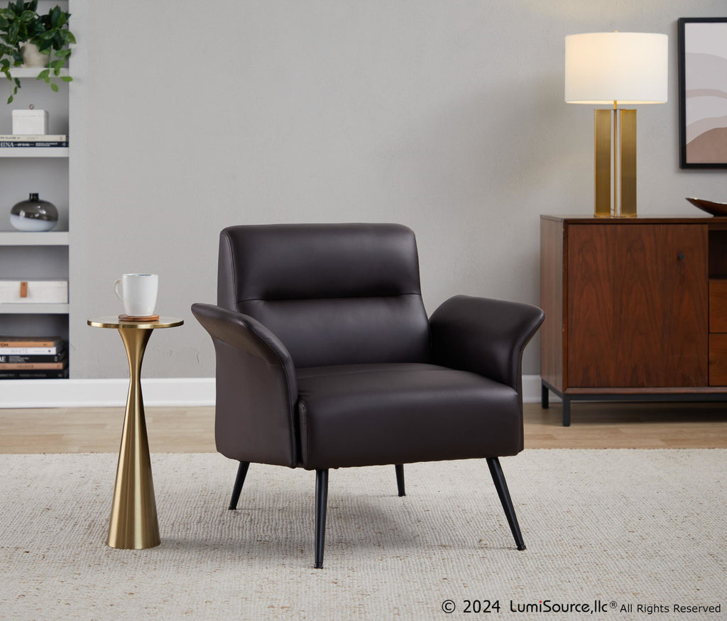 Petal Accent Chair - Black Metal, Espresso PU
