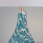 Rocca 29" Glass Table Lamp - Set of 2 - Sapphire Blue With White Glass, Brushed Nickel, Clear Crystal, White Linen