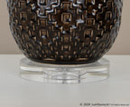 Onyx 30" Ceramic Table Lamp - Dark Grey Crackle Ceramic, Brushed Nickel, Clear Crystal, White Linen