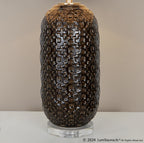 Onyx 30" Ceramic Table Lamp - Dark Grey Crackle Ceramic, Brushed Nickel, Clear Crystal, White Linen
