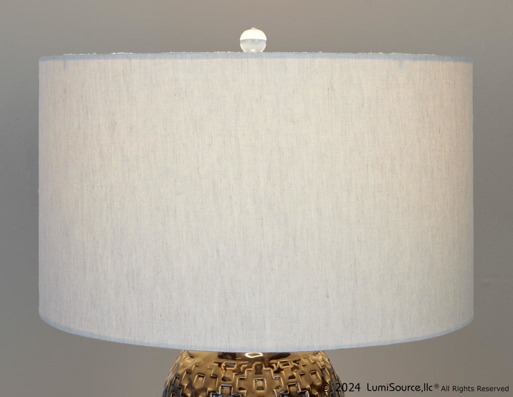 Onyx 30" Ceramic Table Lamp - Dark Grey Crackle Ceramic, Brushed Nickel, Clear Crystal, White Linen
