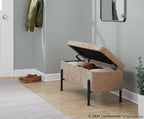 Daniella Storage Bench - Black Steel, Brown Fabric