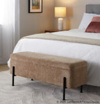 Daniella Storage Bench - Black Steel, Brown Fabric