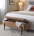 Daniella Storage Bench - Black Steel, Brown Fabric