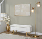 Midas Storage Bench - Gold Steel, White Velvet