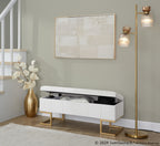 Midas Storage Bench - Gold Steel, White Velvet