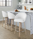 Matisse High Back 26" Fixed-Height Counter Stool - Set of 2 - Whitewashed Wood, Cream Fabric, Chrome Metal