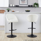 Matisse High Back Adjustable Barstool - Set of 2 - Black Metal, Cream Fabric