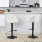 Matisse High Back Adjustable Barstool - Set of 2 - Black Metal, Cream Fabric