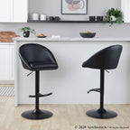 Matisse High Back Adjustable Barstool - Set of 2 - Black Metal, Black PU