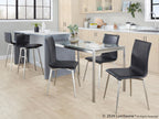 Fuji Dinette Table - Brushed Stainless Steel, Clear Glass