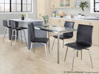 Mara Upholstered 26" Fixed-Height Counter Stool - Set of 2 - Stainless Steel, Black PU