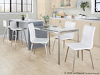 Mason Upholstered Chair - Set of 2 - Brushed Stainless Steel, White PU