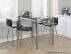 Mara Upholstered 26" Fixed-Height Counter Stool - Set of 2 - Stainless Steel, Black PU