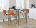 Mara Upholstered 26" Fixed-Height Counter Stool - Set of 2 - Stainless Steel, Camel PU
