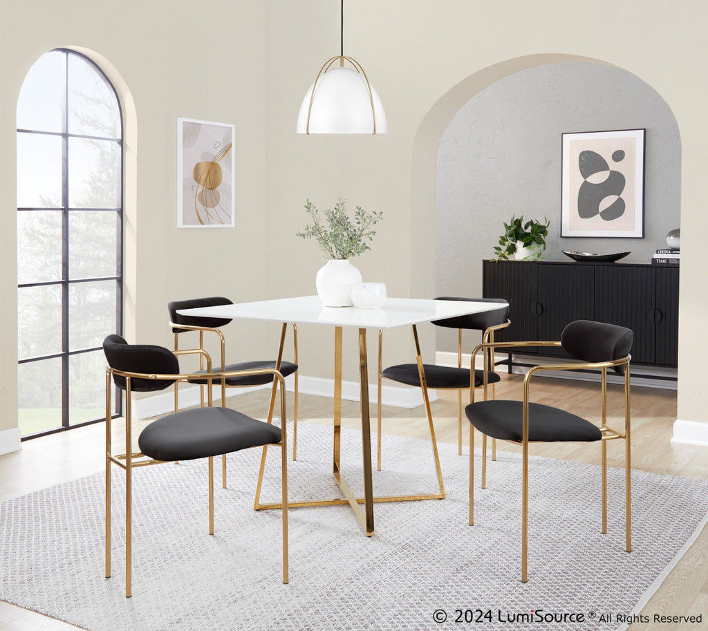 Demi Chair - Set of 2 - Gold Metal, Black Velvet