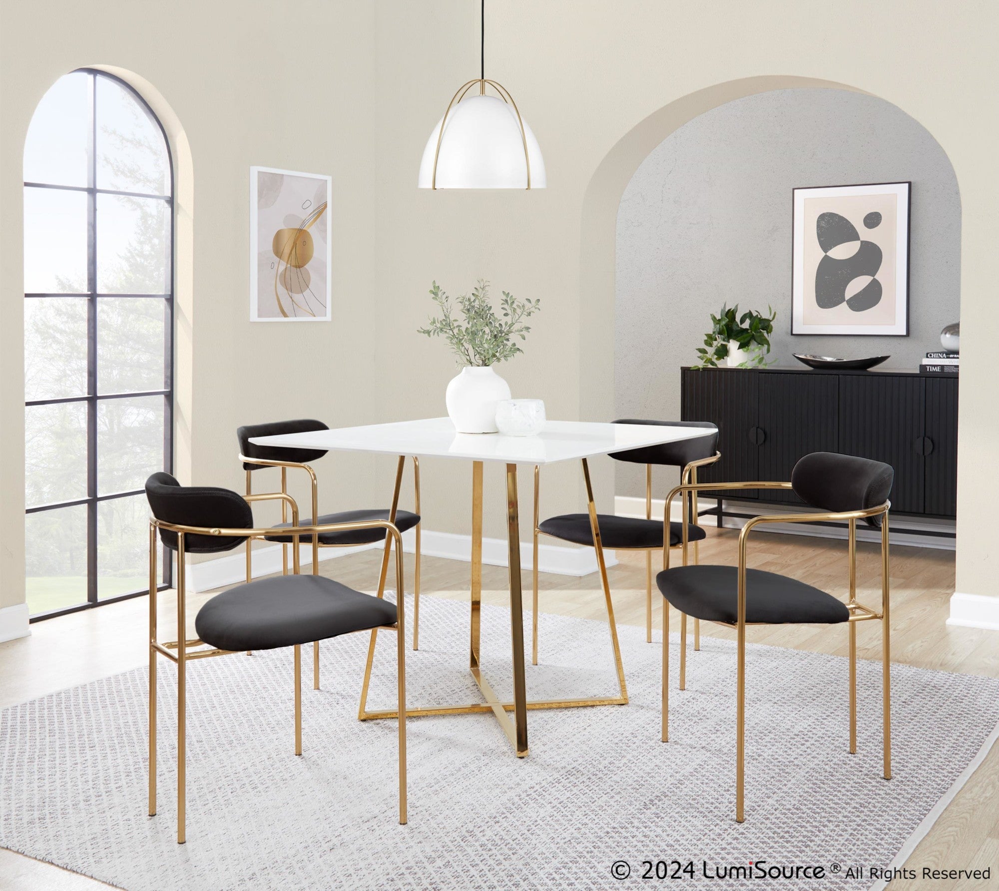 Demi Chair - Set of 2 - Gold Metal, Black Velvet