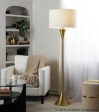 Lenuxe 65" Metal Floor Lamp - Gold Metal, White Linen