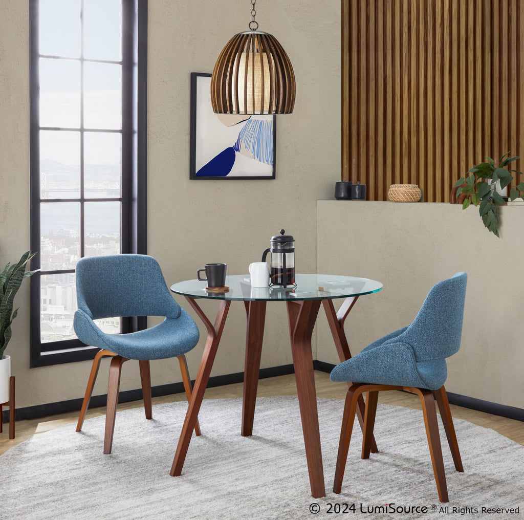 Folia Round Dinette - Walnut Wood, Clear Glass