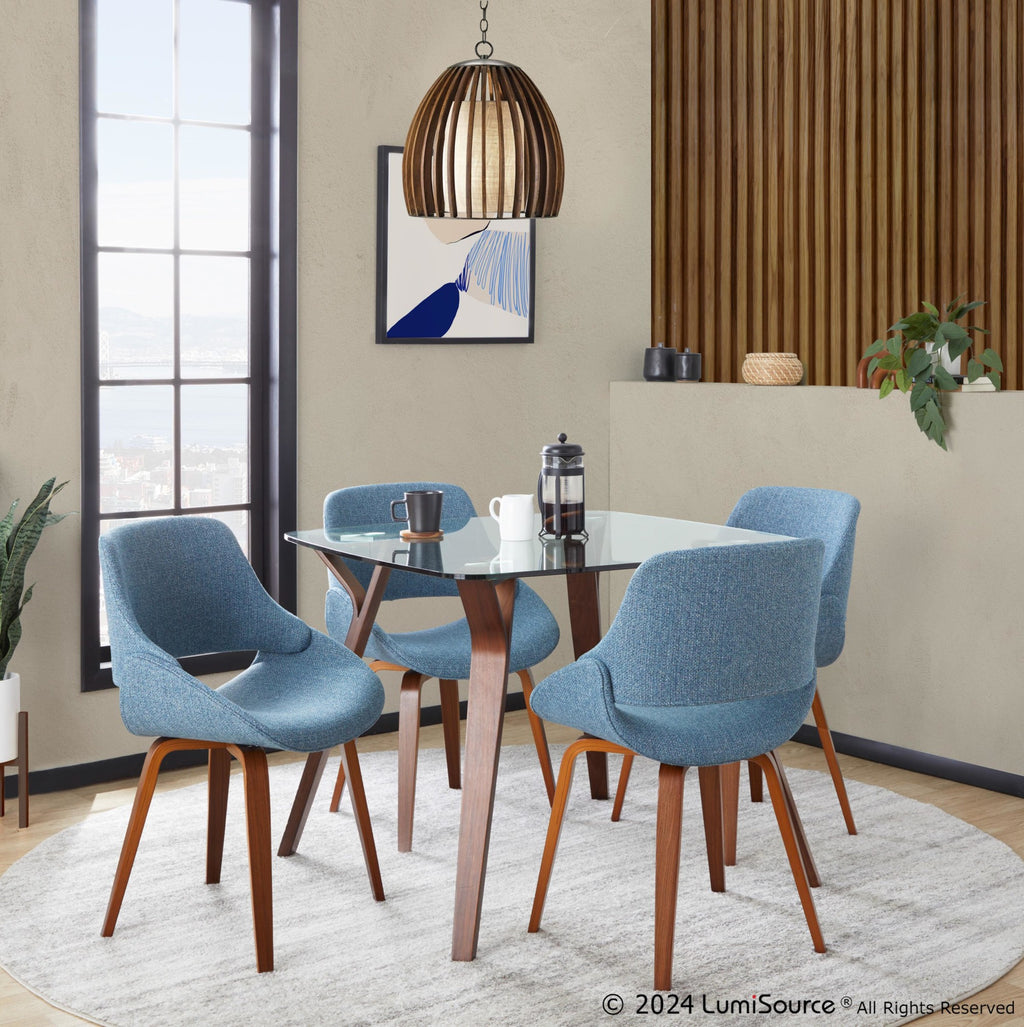 Folia Glass Dinette Table - Walnut Wood, Clear Glass