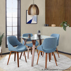 Folia Glass Dinette Table - Walnut Wood, Clear Glass