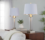 Glacier 30" Glass Table Lamp - Set of 2 - Clear Glass, Brushed Nickel, White Linen
