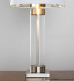 Glacier 30" Glass Table Lamp - Set of 2 - Clear Glass, Brushed Nickel, White Linen