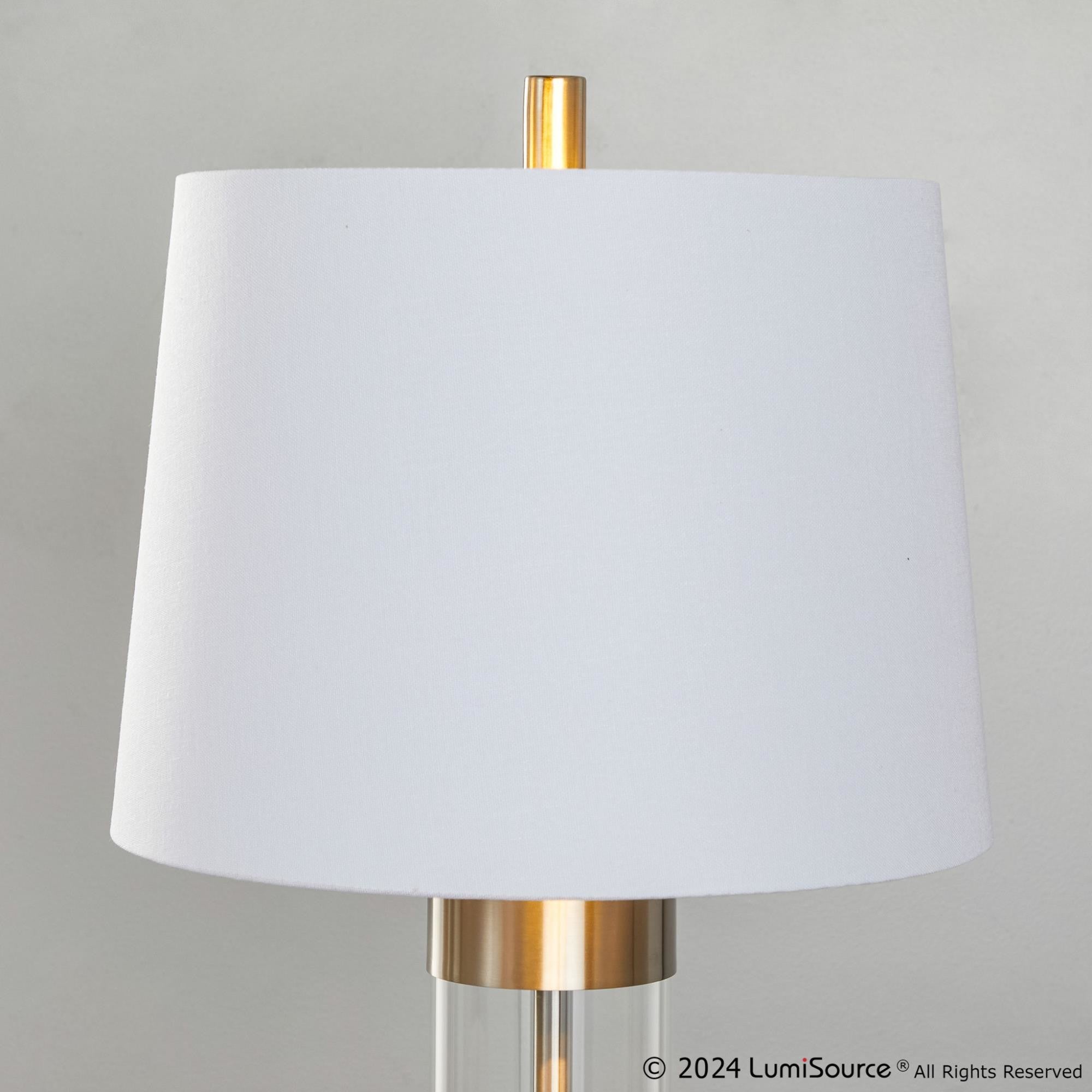 Glacier 30" Glass Table Lamp - Set of 2 - Clear Glass, Brushed Nickel, White Linen
