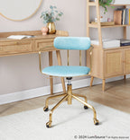 Demi Office Chair - Gold Metal, Light Blue Velvet