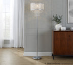 Droplets Sleek 60" Metal Floor Lamp - Chrome Metal, Clear Crystal