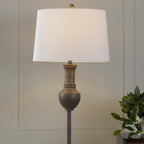Griffin 61" Polyresin Floor Lamp - Acid Griffin Wood Poly, White Linen