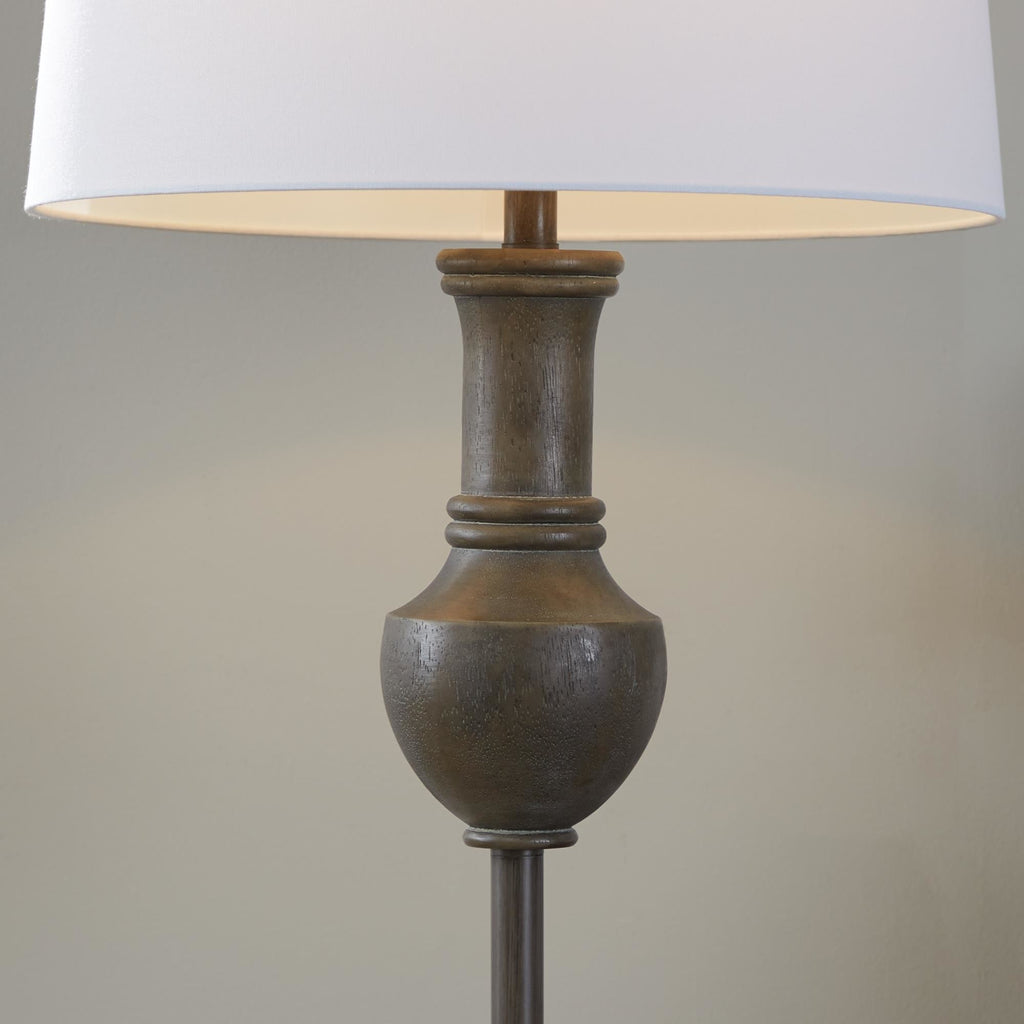 Griffin 61" Polyresin Floor Lamp - Acid Griffin Wood Poly, White Linen