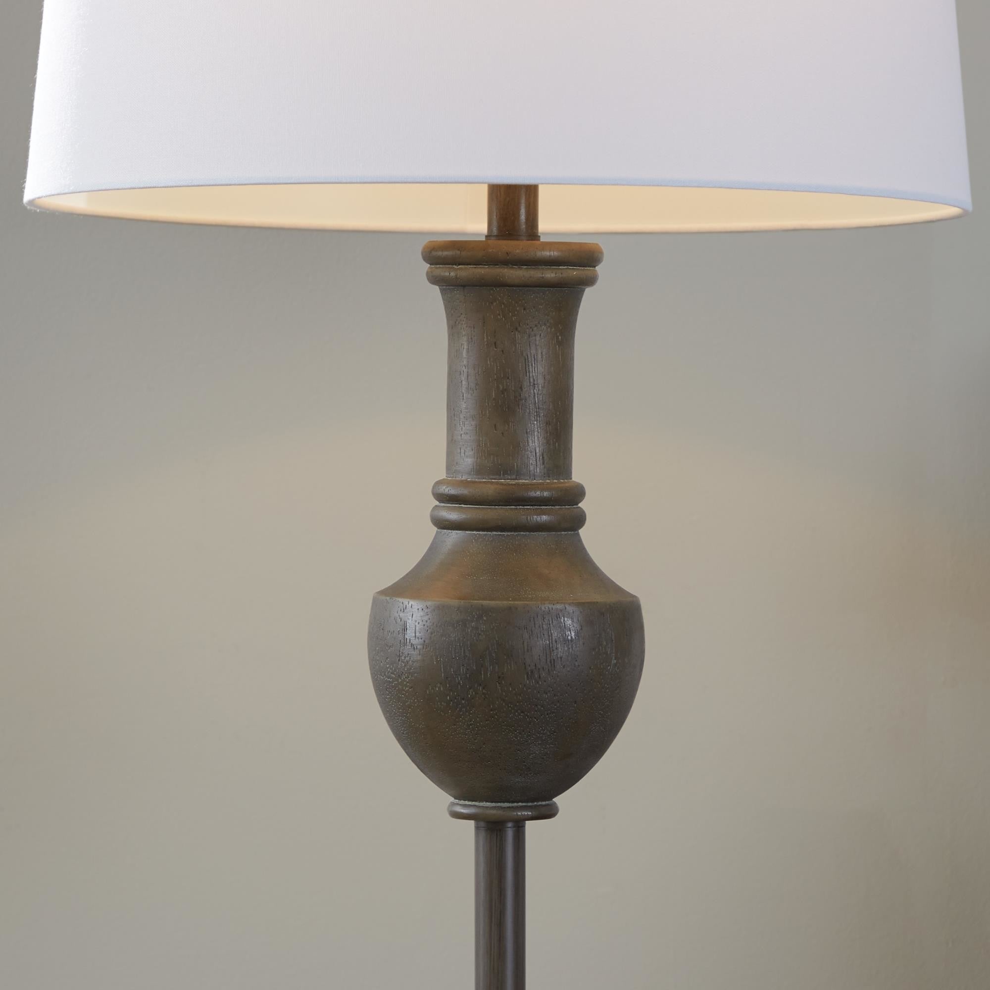 Griffin 61" Polyresin Floor Lamp - Acid Griffin Wood Poly, White Linen