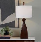 Curvo 30" Polyresin Table Lamp - Set of 2 - Copper Bronze Polyresin, Natural Linen