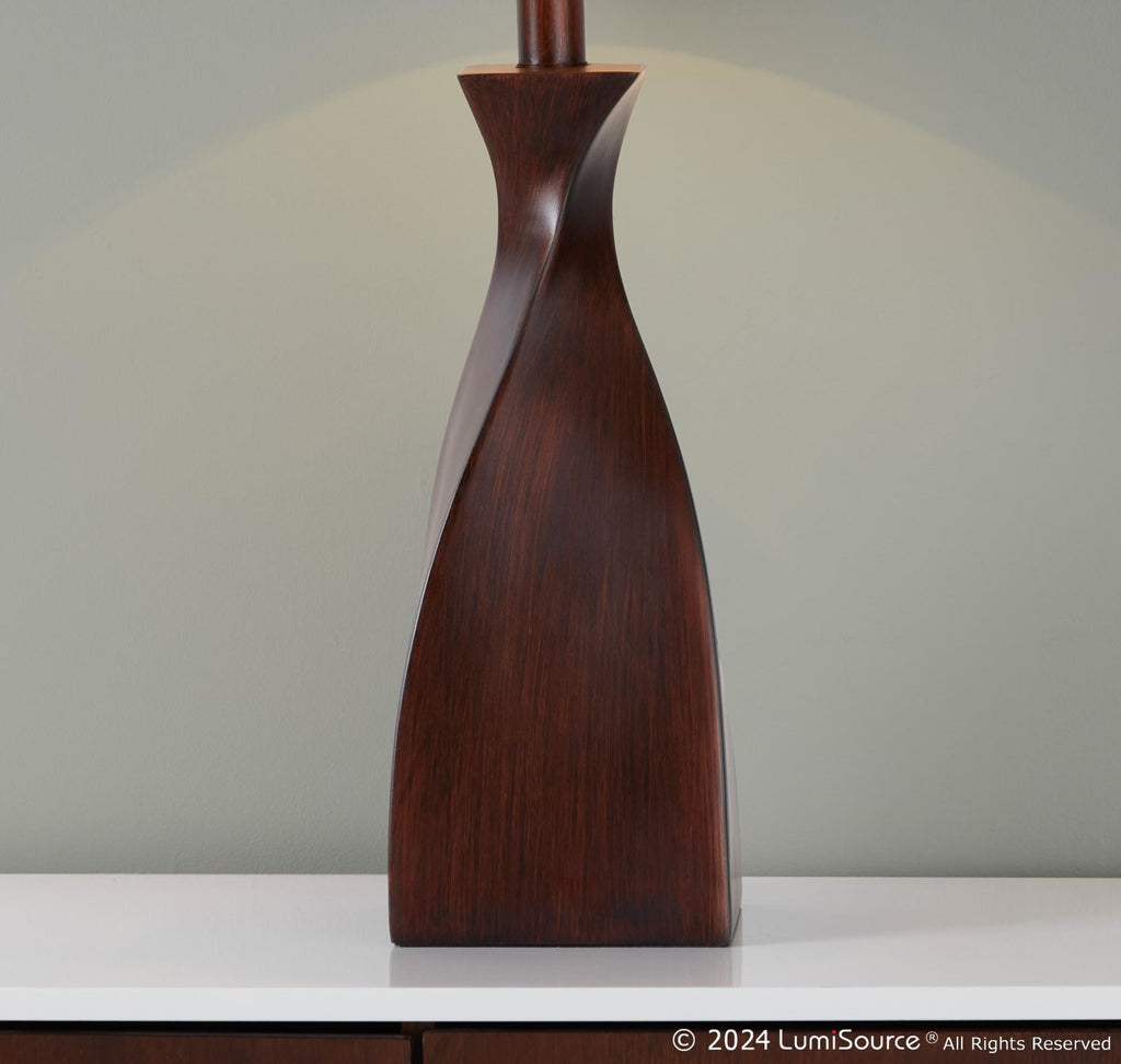 Curvo 30" Polyresin Table Lamp - Set of 2 - Copper Bronze Polyresin, Natural Linen