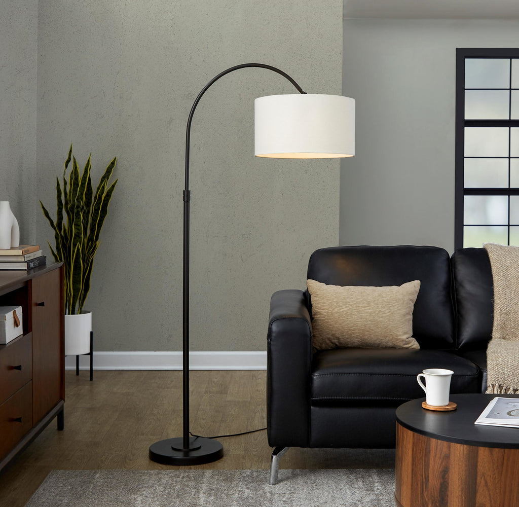 April 72" Metal Floor Lamp - Oil Bronze Metal, Natural Linen
