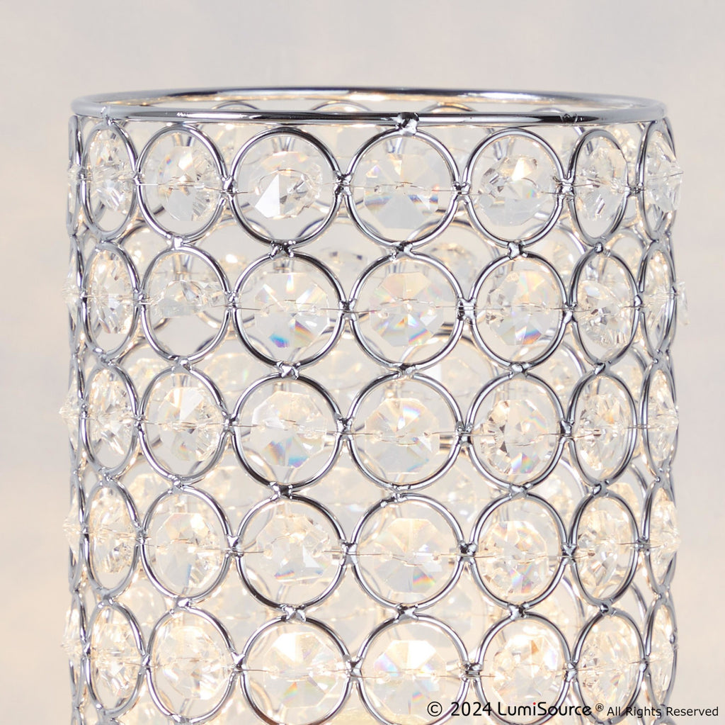 Chandelier 11" Metal Uplight - Set of 2 - Brushed Nickel, Clear Crystal, Chrome Metal