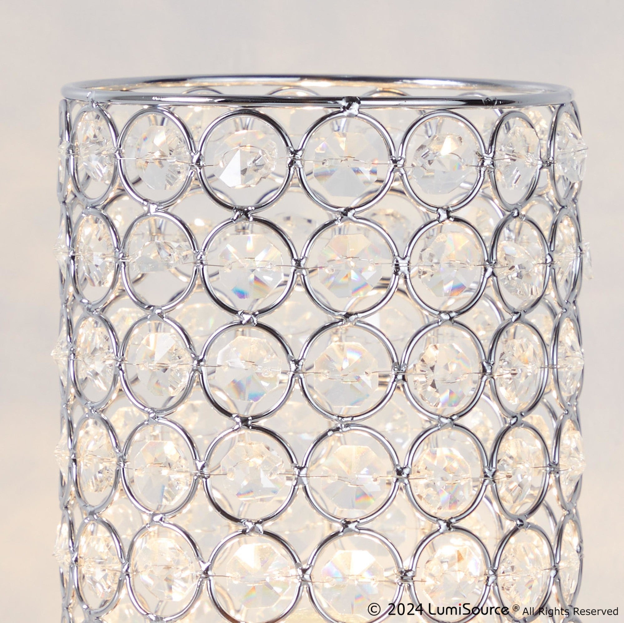 Chandelier 11" Metal Uplight - Set of 2 - Brushed Nickel, Clear Crystal, Chrome Metal